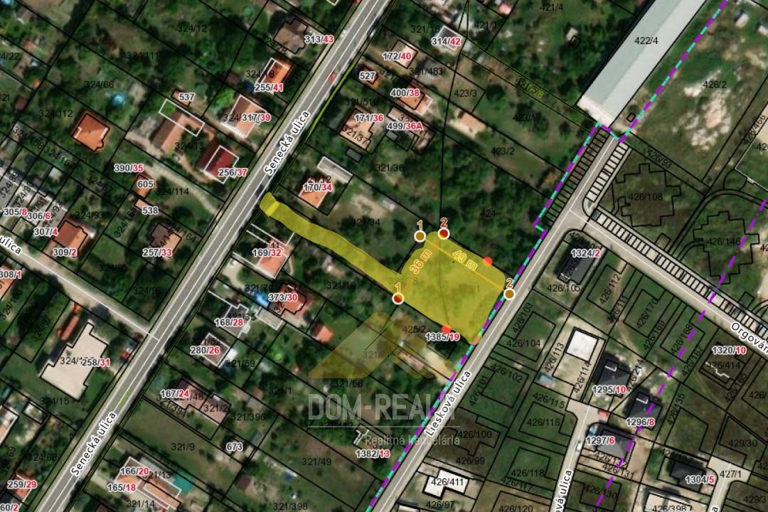 Nehnuteľnosť DOM-REALÍT ponúka pozemok na výstavbu rodinných domov